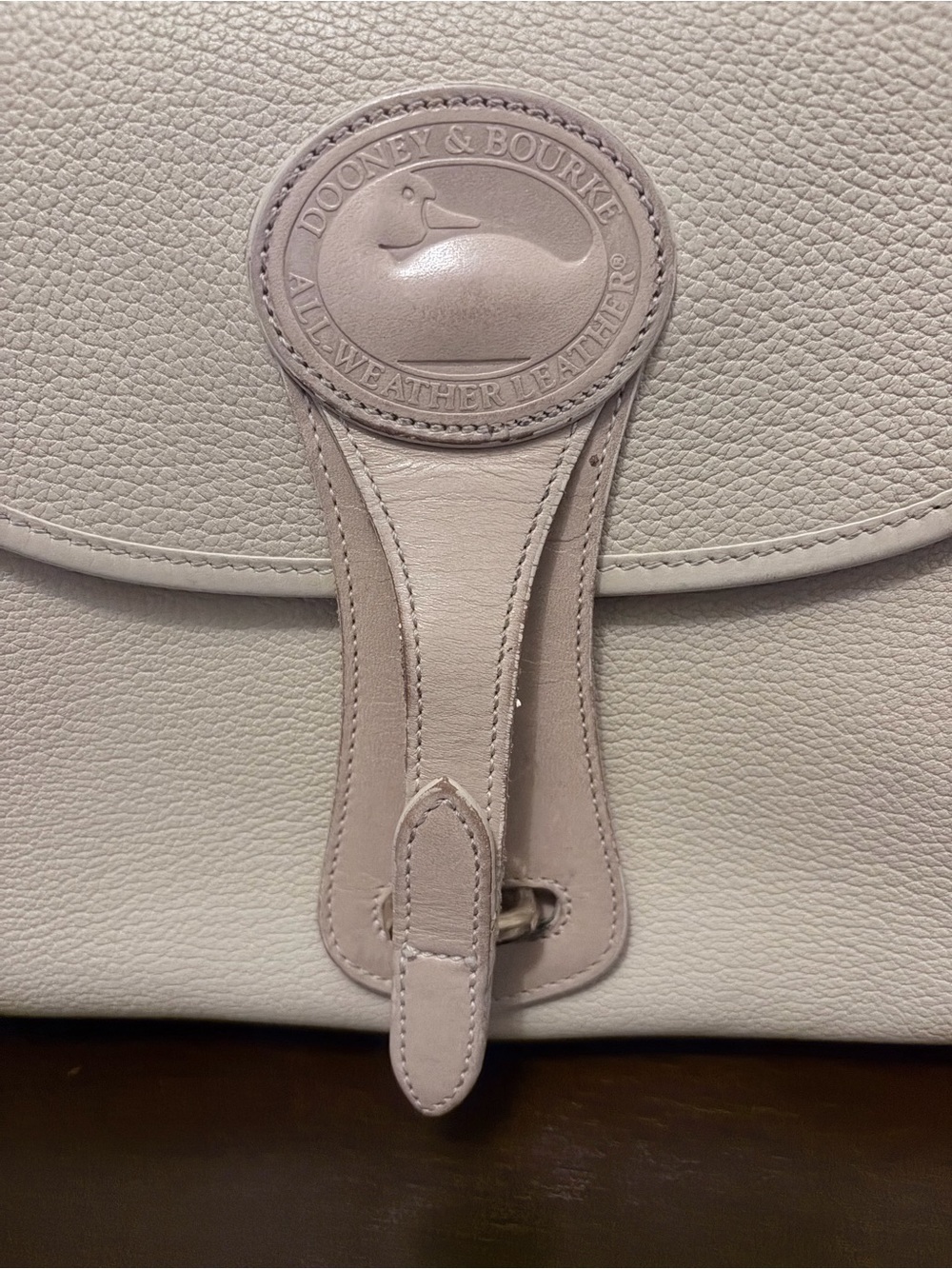 Dooney & Bourke Vintage Pebbled Leather Flap Crossbody in Cream - Picture 6 of 12